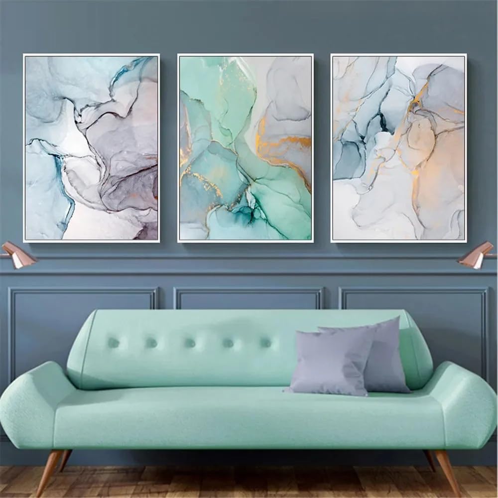Wuhbcz Gold/Blue/Green Wall Posters-Modern Abstract Posters Canvas Painting Marble Wall Art Print Picture Nordic Poster Living Room Interior Kitchen Office Decor-40 * 50Cm/3Pcs (No Frame)