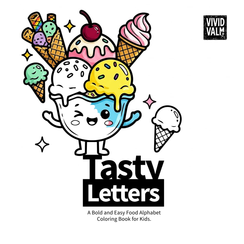 Tasty Letters: A Bold and Easy Food Alphabet Coloring Book for Kids.