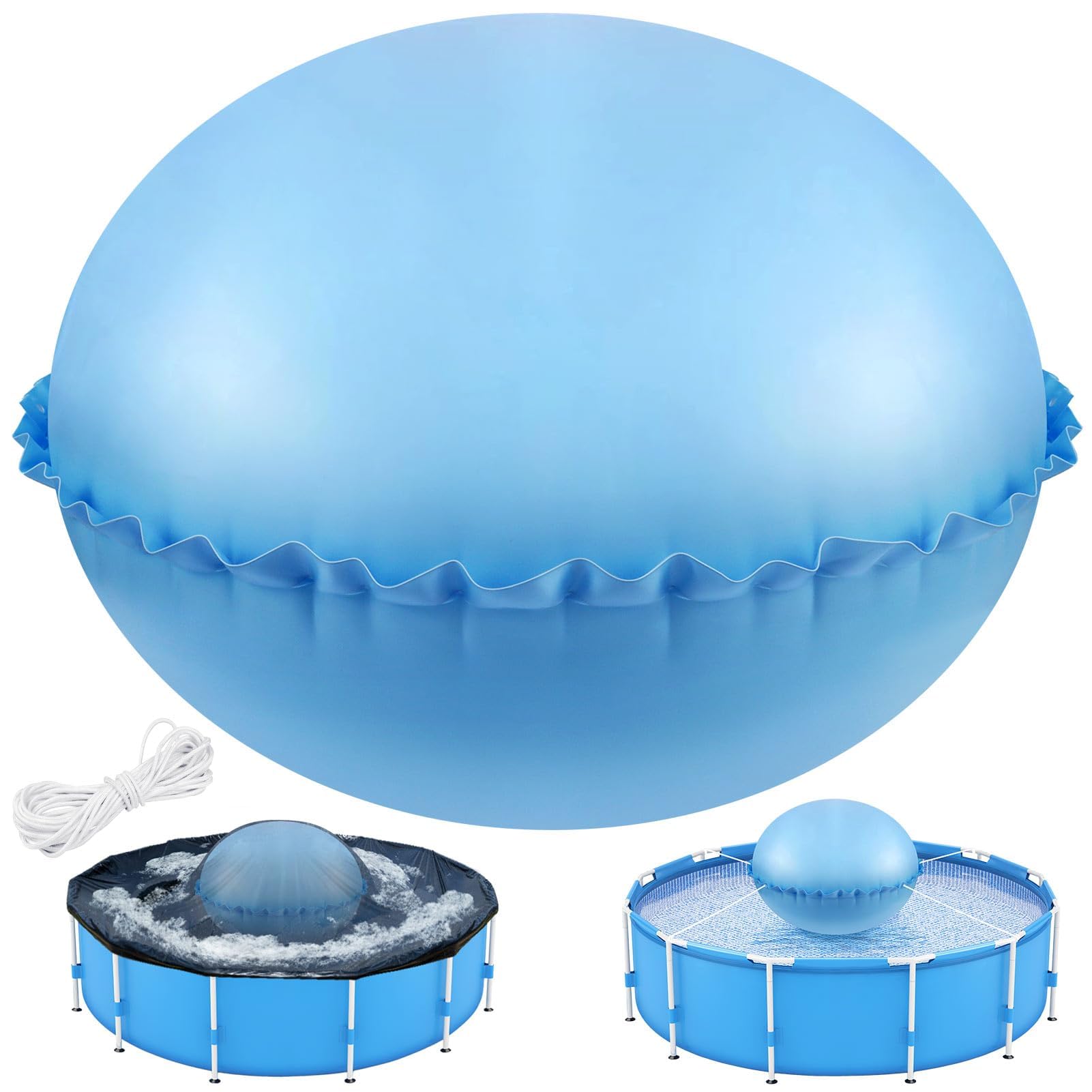Poolkissen Winter Luftkissen Pool Kissen, Pool Winterkissen mit Loch und Schnur, Aufblasbare Poolabdeckung Kissen, 120x120cm Poolkissen Rund für Winterfeste Pool Abdeckung Schutz