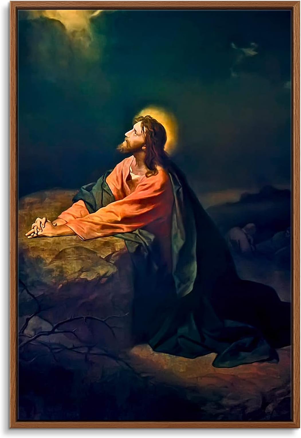 artprints1stopFloating Frame Canvas Print Wall Art - Christ in Gethsemane, 1886 by Heinrich Hofmann - 16x24 inches