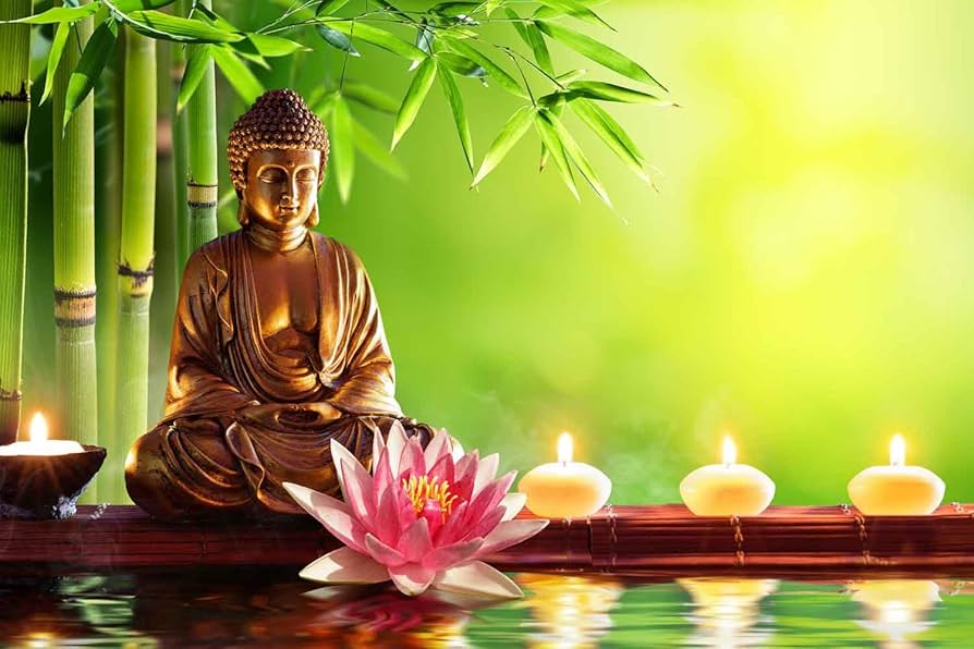 BULOR Buddha Statue with Candle Lotus Bamboo Nature Tapestry Zen Meditation Wall Hangings Tapestry for Kids Baby Birthday Bedroom Living Room Dorm Background 60x40inch : Amazon.ca: Home