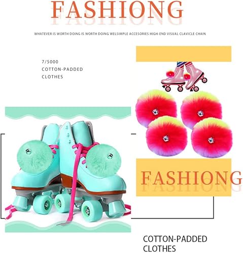 Miniatura 9 de 2 pompones para patinaje sobre ruedas para mujeres y niñas, de princesa, para patinaje sobre hielo, bolas de pompón con cascabeles peludos para