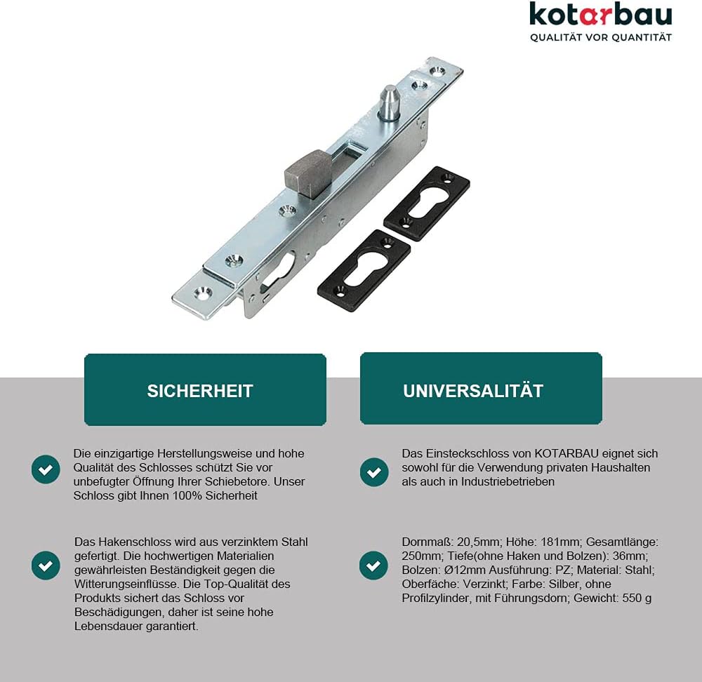 KOTARBAU® H40 Hook Mortice Lock for Sliding Door Lock for Sliding