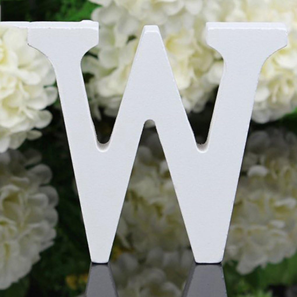 Gemini_mall® Woodcraft White Wooden Alphabet Letters Wedding Party Birthday Toys Home Decorations (Letter W)