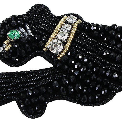 1piece Handmade Beaded Butterfly Feather Bowknot Leopard Heart Patches for Clothes Bags DIY Craft Sew on Sequin Rhinestone Large Applique TH1007 (1007leopard)