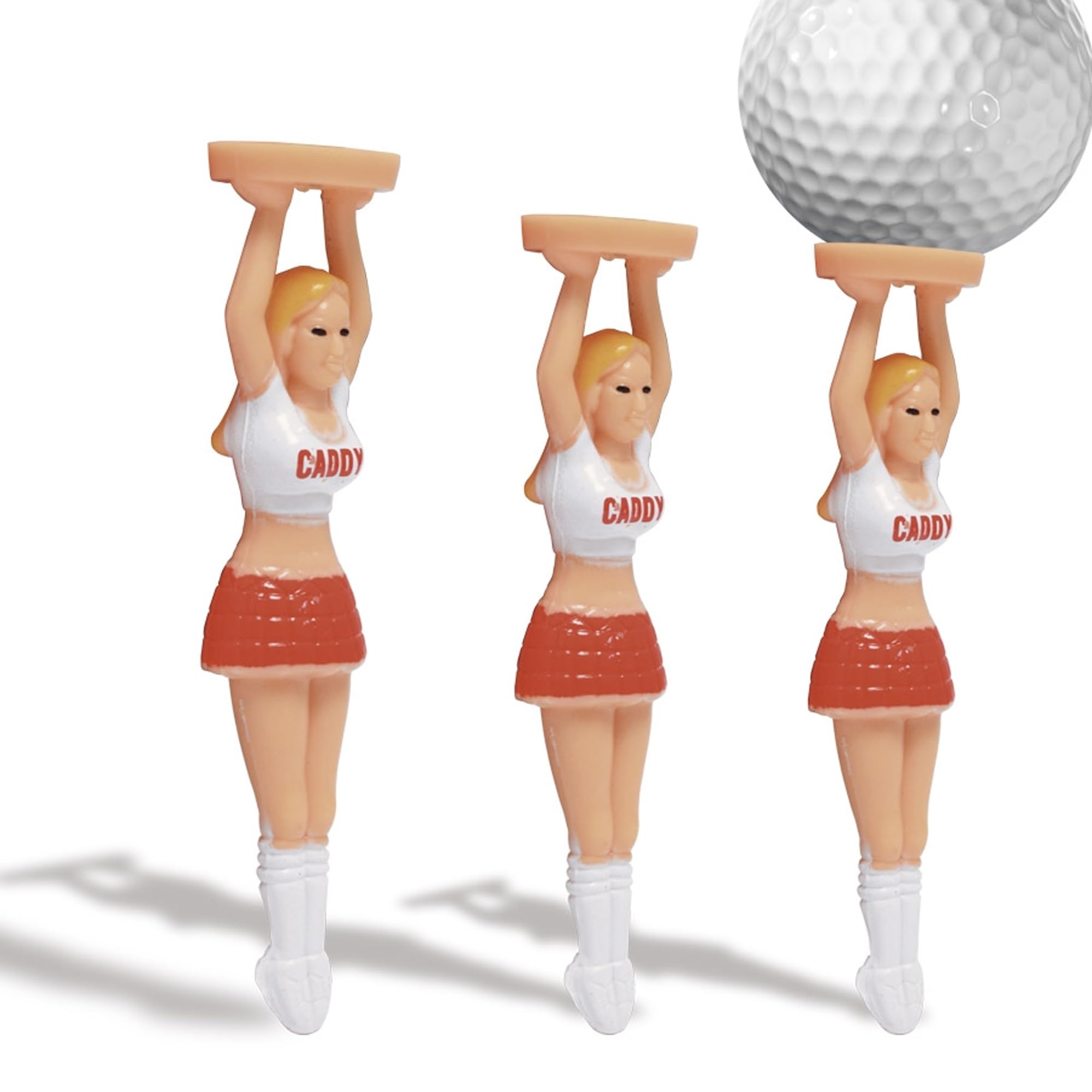 Longridge Golf Caddy Novelty Plastic Golf Tee (Pack of 3) - Red Cheerleader Novelty Golf Tees