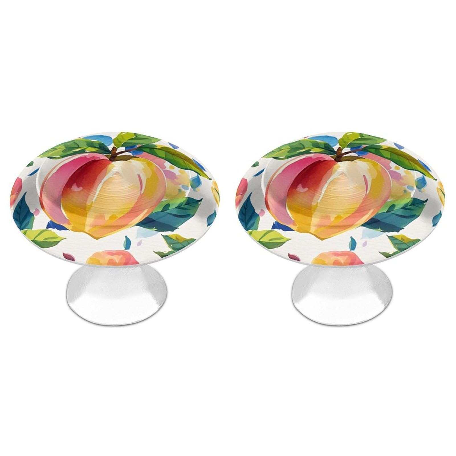 FekiLoot Round Cabinet Knob 2 Pack Kitchen Drawer Knobs Stainless Steel Round Drawer Pulls Modern Cabinet Hardware Colorful Peach Watercolor Drawer Hardware for Dresser Closet Door Knobs