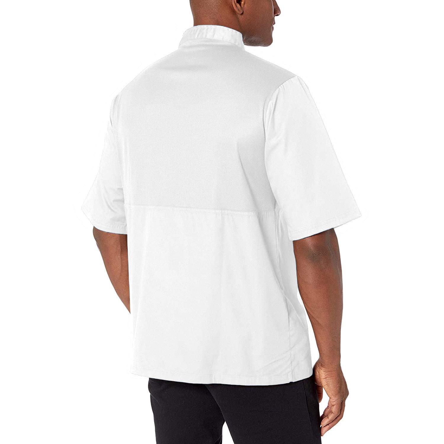 Chef Code 2-PACK Cool Breeze Chef Coat with Short-Sleeves and Mesh Vent Inlay (White, Large)