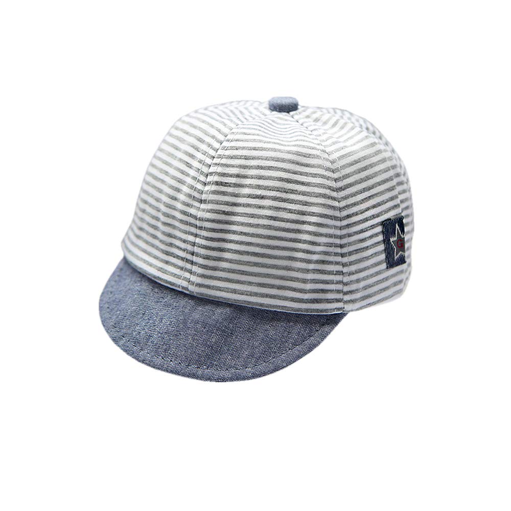Baby Baseball Cap Striped Sun hat Letter Sun Protection Hat Infant Toddler Baby Boy Cotton Kids Children Adjustable Hats (US, Alpha, Medium, Grey)