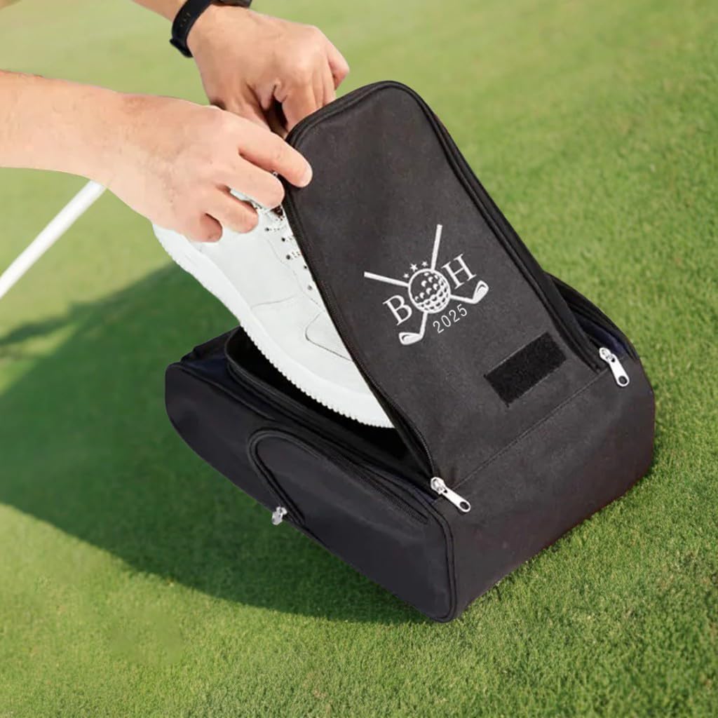 Custom Golf Shoe Bag with Embroidered Name - Personalized Golf Bag with Multiple Design Templates and Thread Colors - for Golfers and Sports Enthusiasts