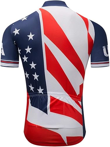 Miniatura 2 de Maillot de ciclismo de manga corta estilo USA Bike Tops con bolsillo raya reflectante
