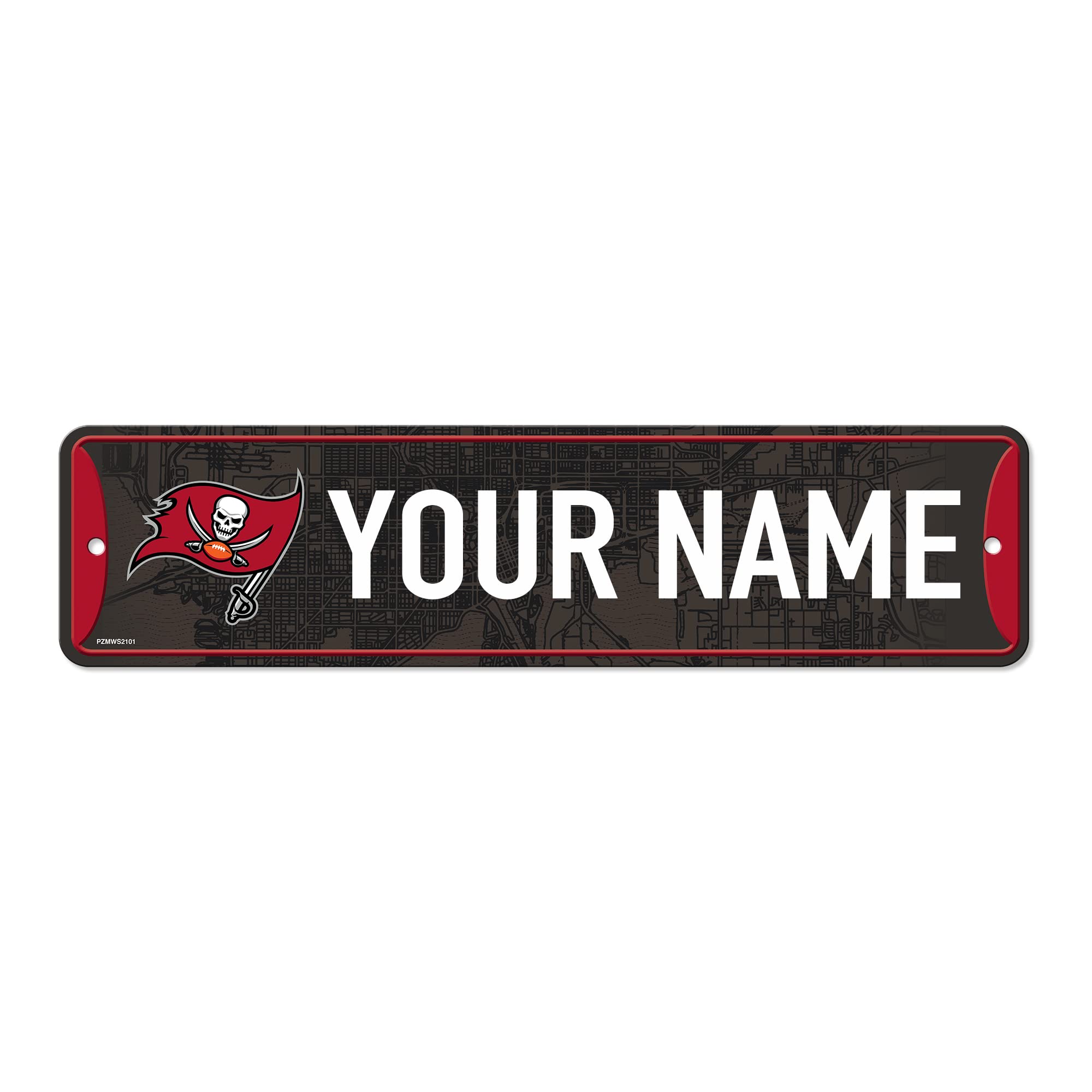 Rico Industries NFL Football Tampa Bay Buccaneers Primary Personalized Metal Street Sign 4" x 15" Home Décor - Bedroom - Office - Man Cave