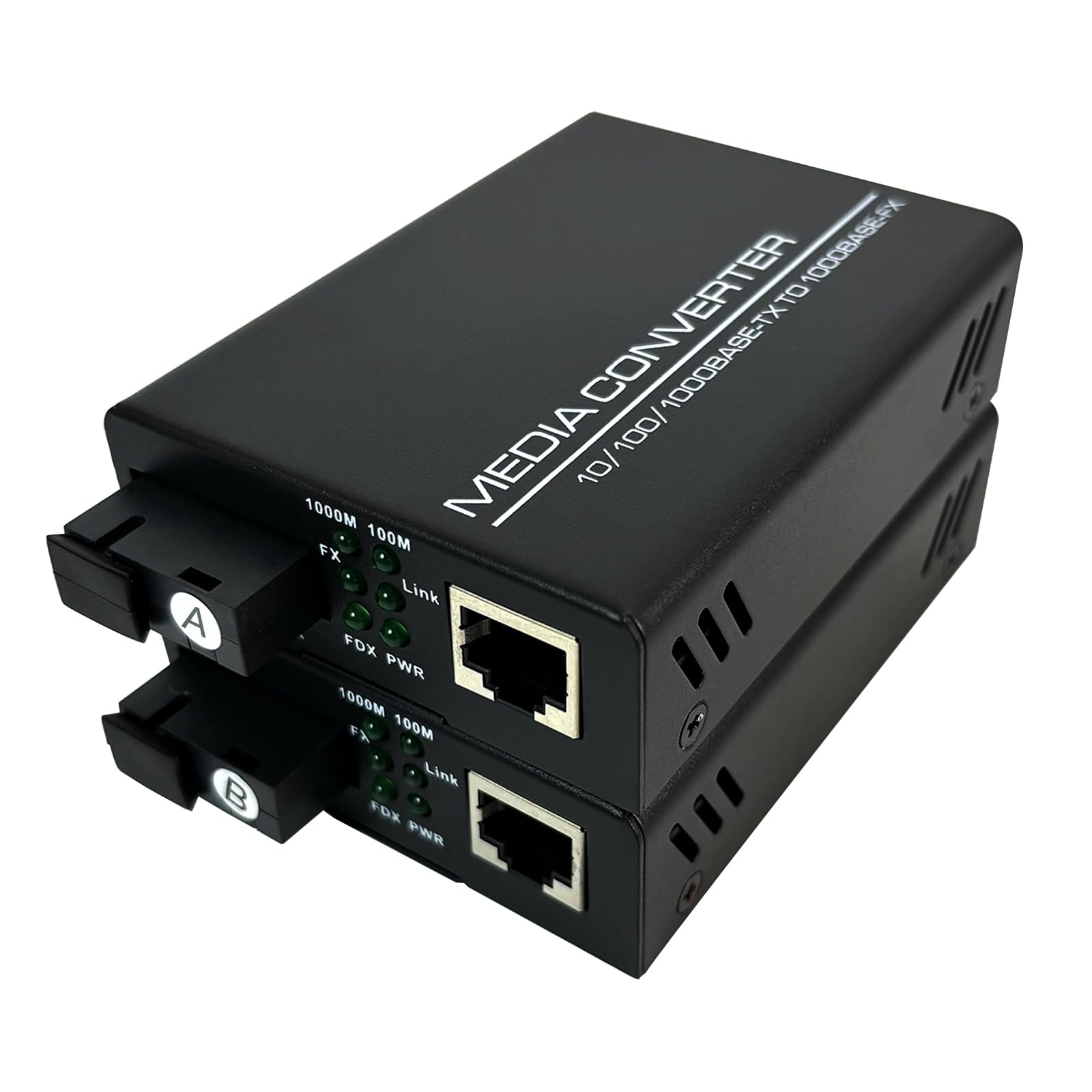 Convertidor de Medios Ethernet Gigabit Convertidor de Fibra Monomodo de 10/100/1000 Mbps Conversor de Medios de Fibra con Un Solo Puerto RJ45, SC, Fuente de Alimentación Externa de 5 V, 2 Paquetes