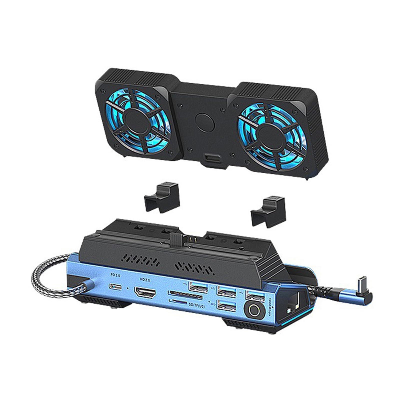 Dock Station 4K @ 60Hz RJ45 lector de tarjetas para consola, adaptador multipuerto con cartucho de disco duro, ventilador de refrigeración, lector de tarjetas con ventilador de refrigeración, cartucho