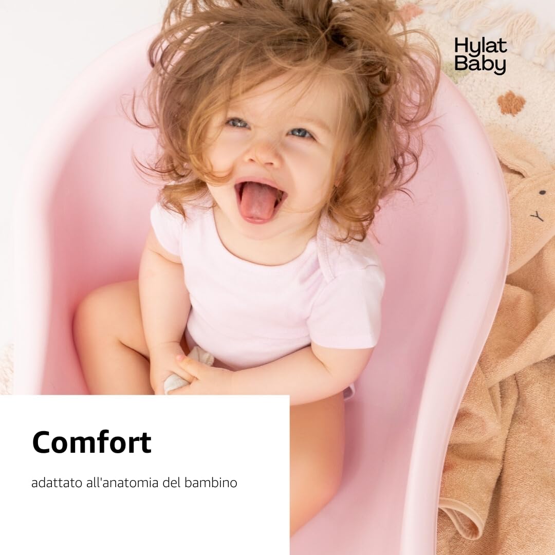 Hylat Baby Hug Me Rosa Vaschetta Bagnetto Neonato con Supporto e Tappo – Certificata TÜV Rheinland – per Bambini Fino a 12 Mesi in Plastica Senza BPA – Collezione Lite – Vasca neonato bagnetto