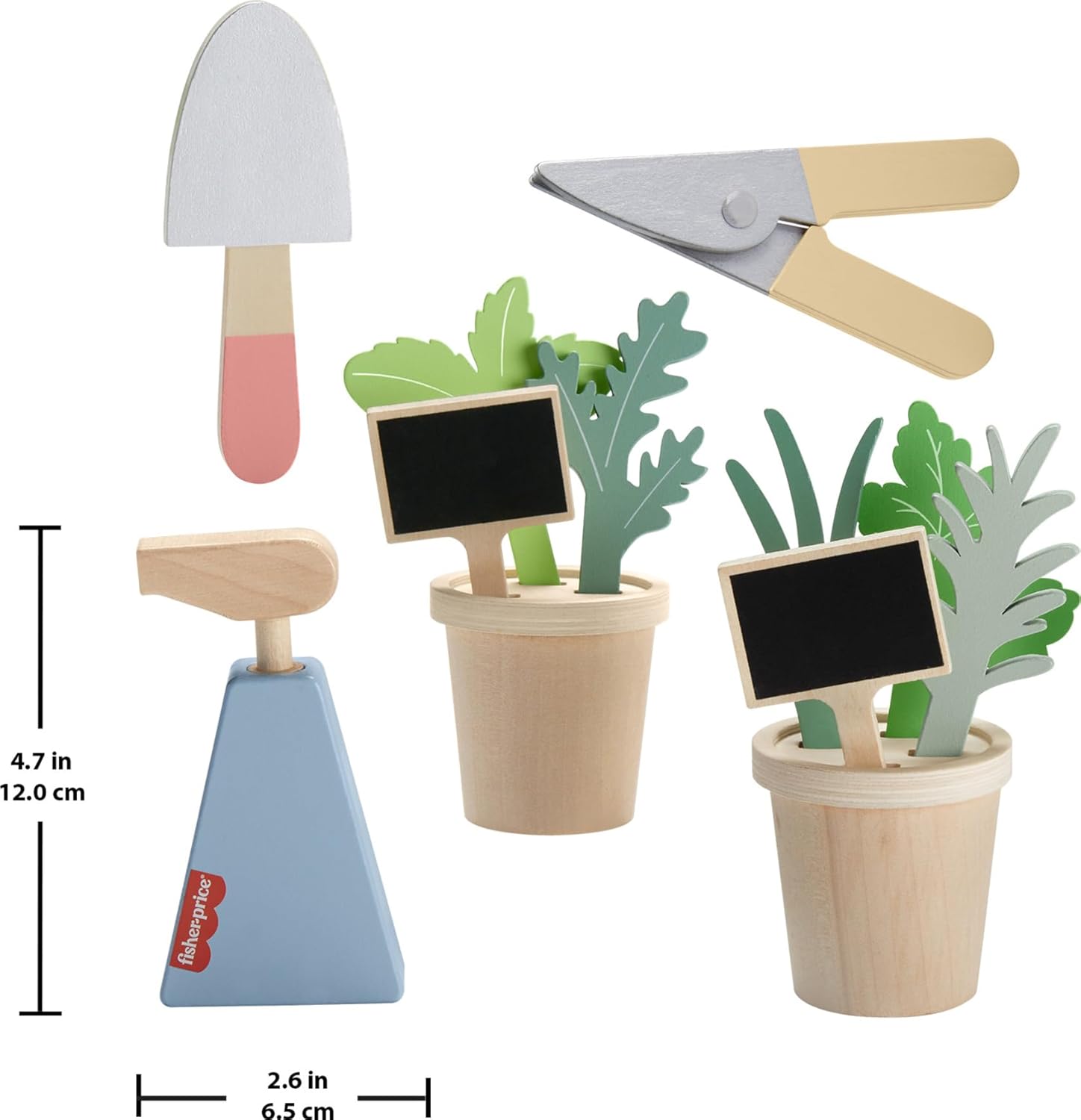 Fisher-Price Wood Pretend Play Toy Herb Garden & Tools Set, 12-Piece Wooden Playset for Preschool Kids Ages 3+ Years