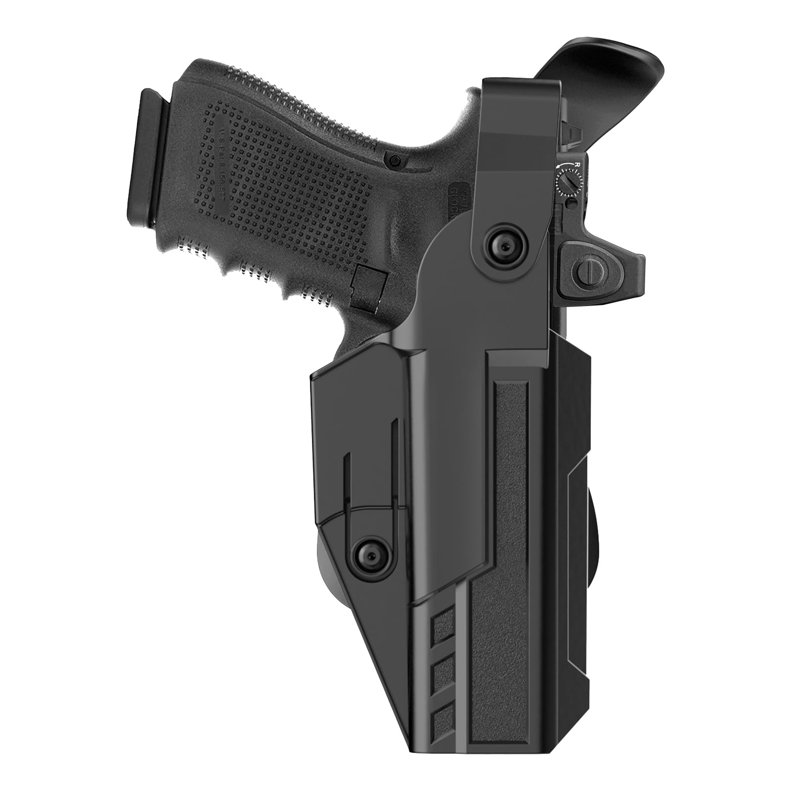 Level 3 Duty Holster for Glock 17 Glock 19 Gen 1 2 3 4 5, Glock 23 Glock 22 32 Gen 1 2 3 4, Glock 45 44 19X, G19 G17 Outside Waistband Holster, Adjustable Retention/Cant OWB Gun Holster - Right Handed