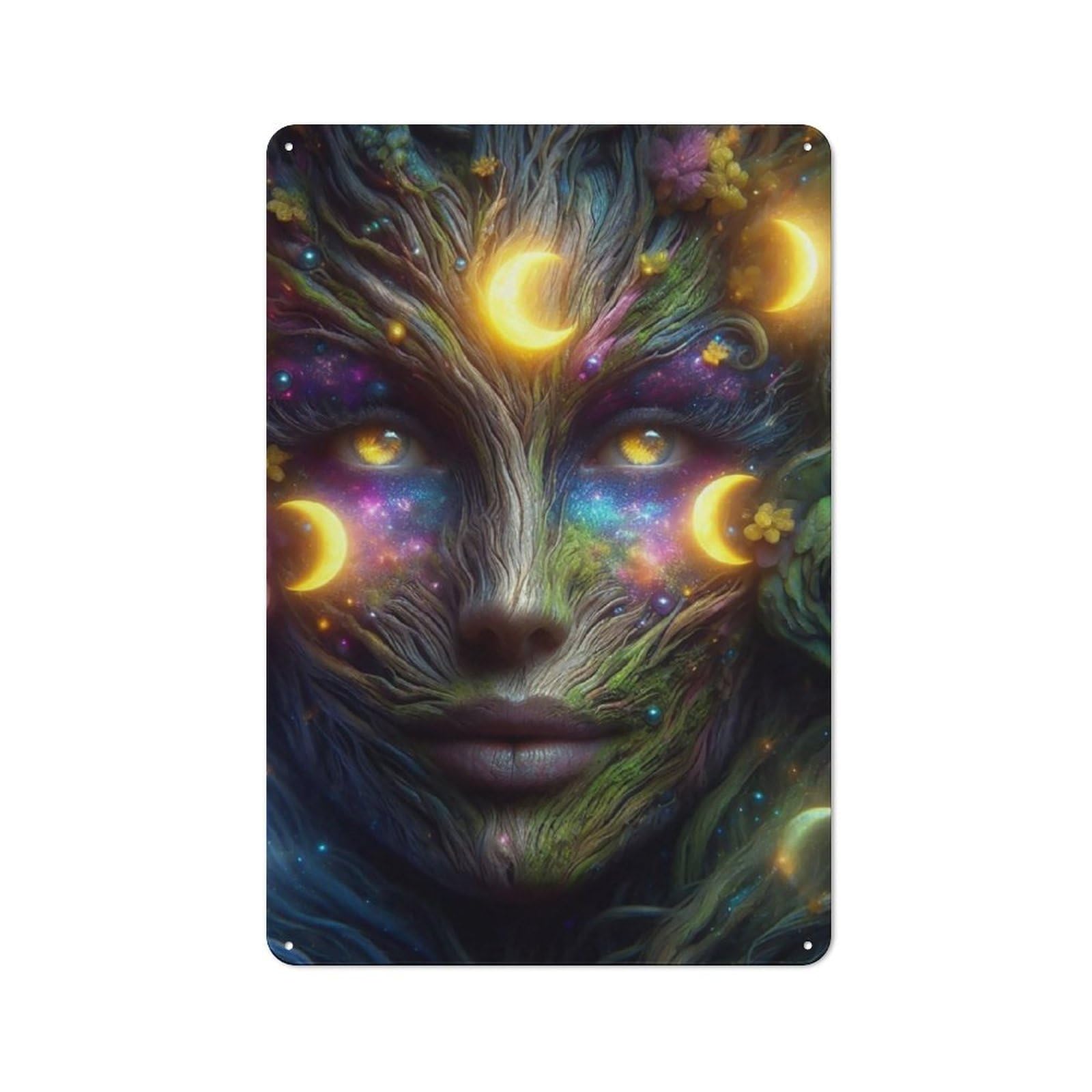 Junmoney Cosmic Tree Woman Retro-Style Metal Plaque 30X20cm For Garage Or Workshop, For Garage, Workshop And Man Cave Decoration