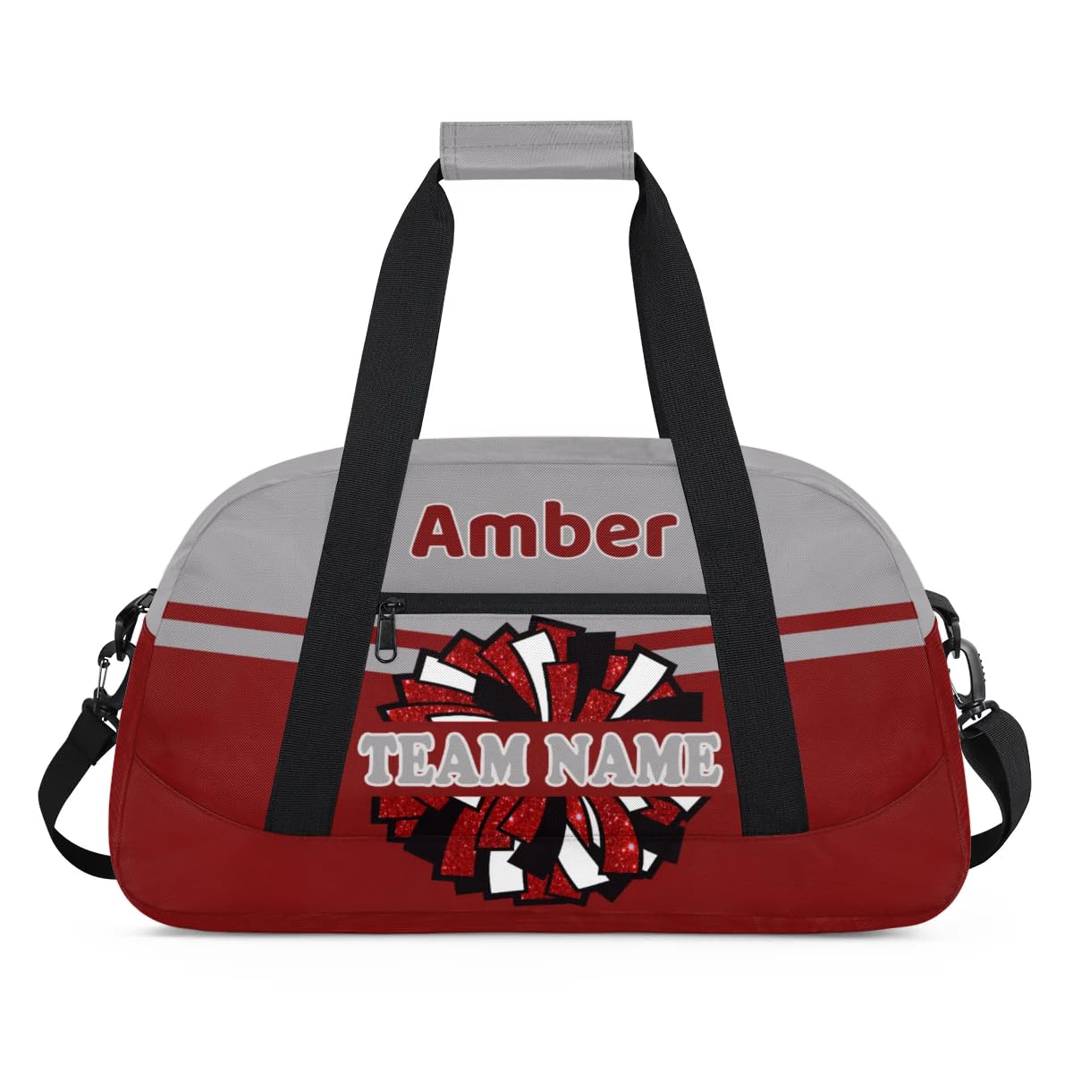 CURLYOOT Personalized Cheerleader Bag Gym Bag for Women, Custom Team Bag Dance Bag Sport Duffel Bag, Weekender Bags Travel Bag for Cheer Team, Gray