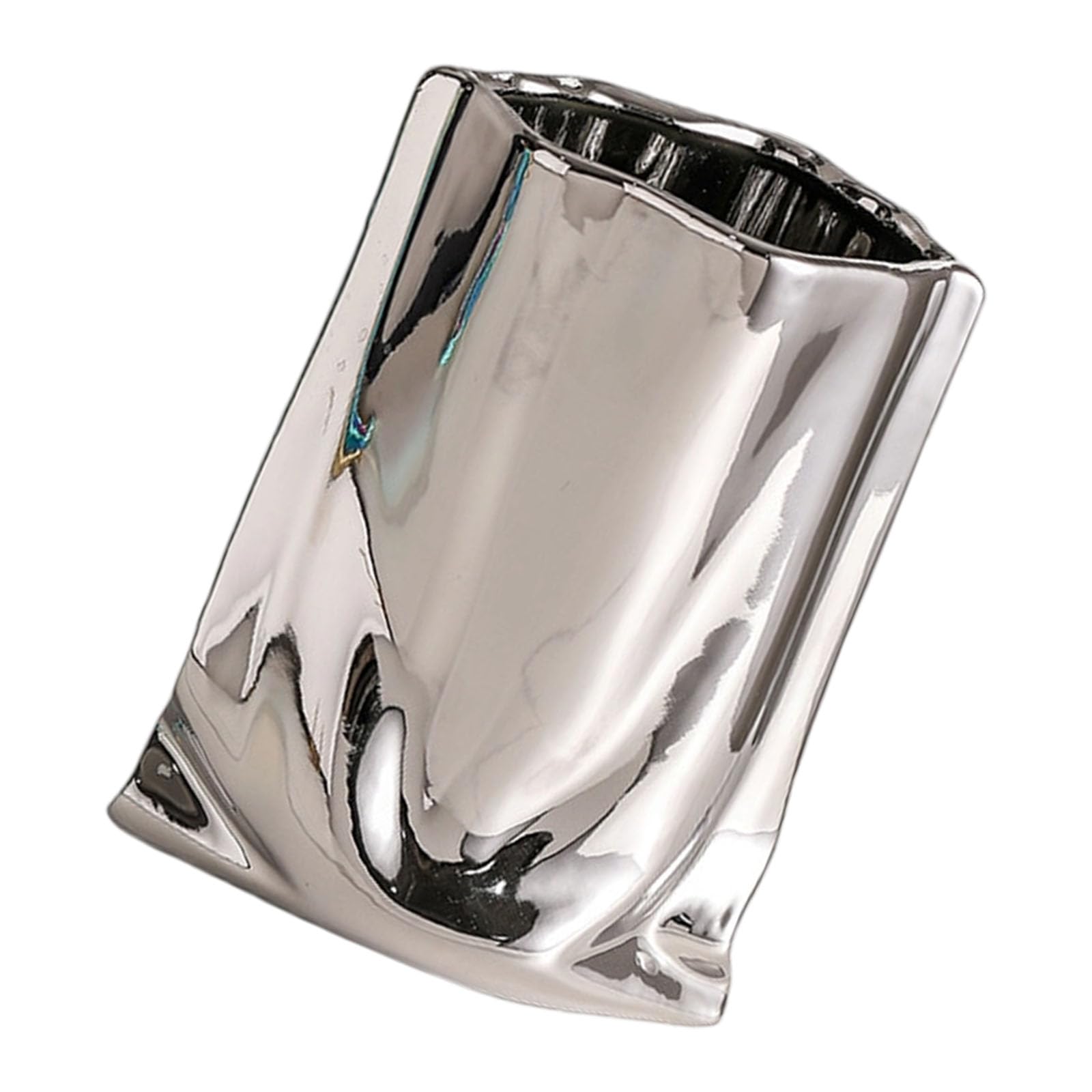 Hsioluted Artistic Electroplated Pleated Flower Container Home Decoration for Hydroponic Plant and Dried Flower Arrangements Plant Holder