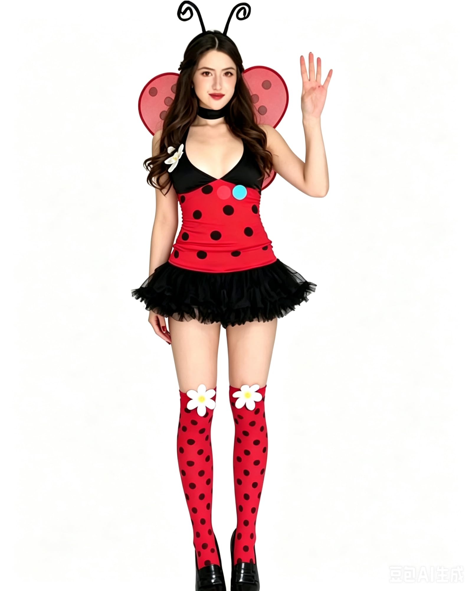 Acrawnni Halloween Bee Costume for Women Ladybug Cosplay Dress with Wings (E-Red, XL) — image 1