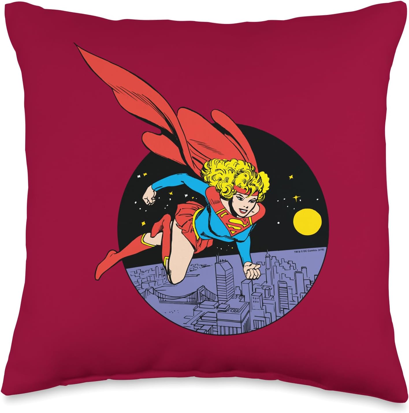 Supergirl Night Flight Throw Pillow
