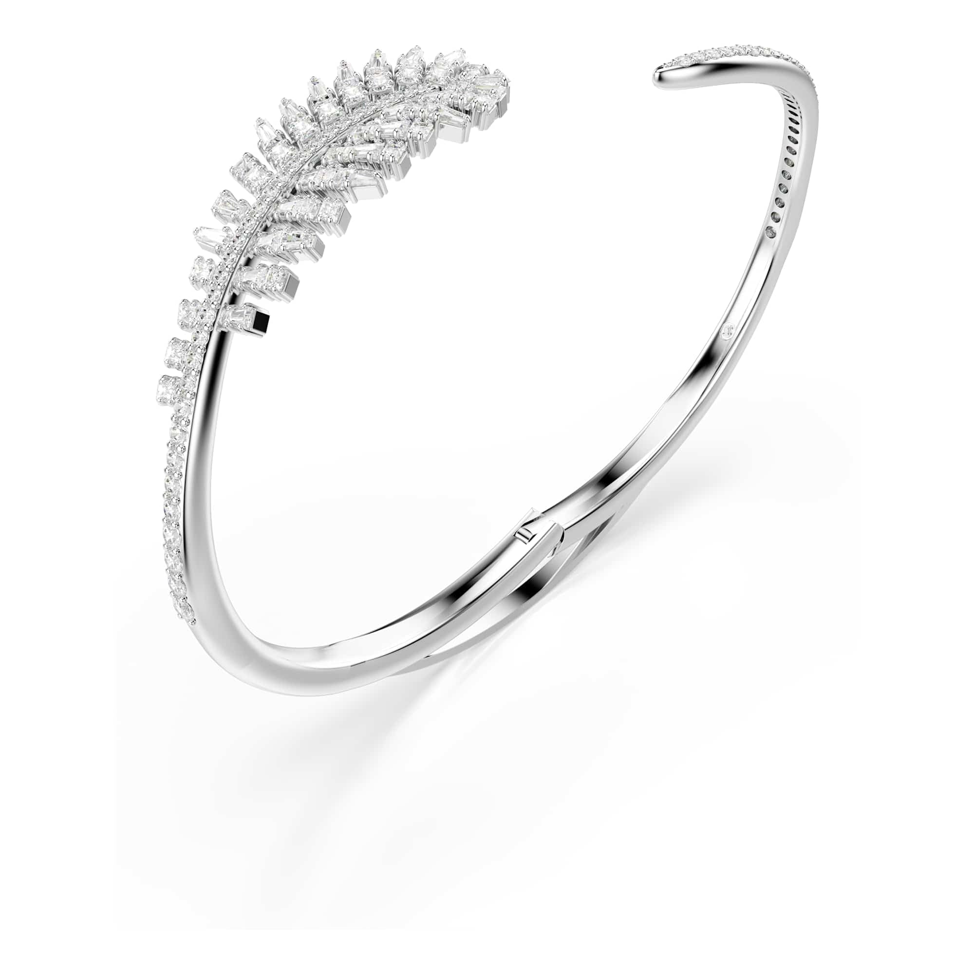 Swarovski Vienna Kollektion Armreif, Mixed Cuts, Feder, Weiß, Rhodiniert