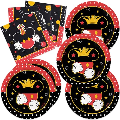 40Pcs Cartoon Mouse Birthday Party Decorations Disposable Cartoon Plates and Napkins Set Decorations Mouse Birthday Party Supplies