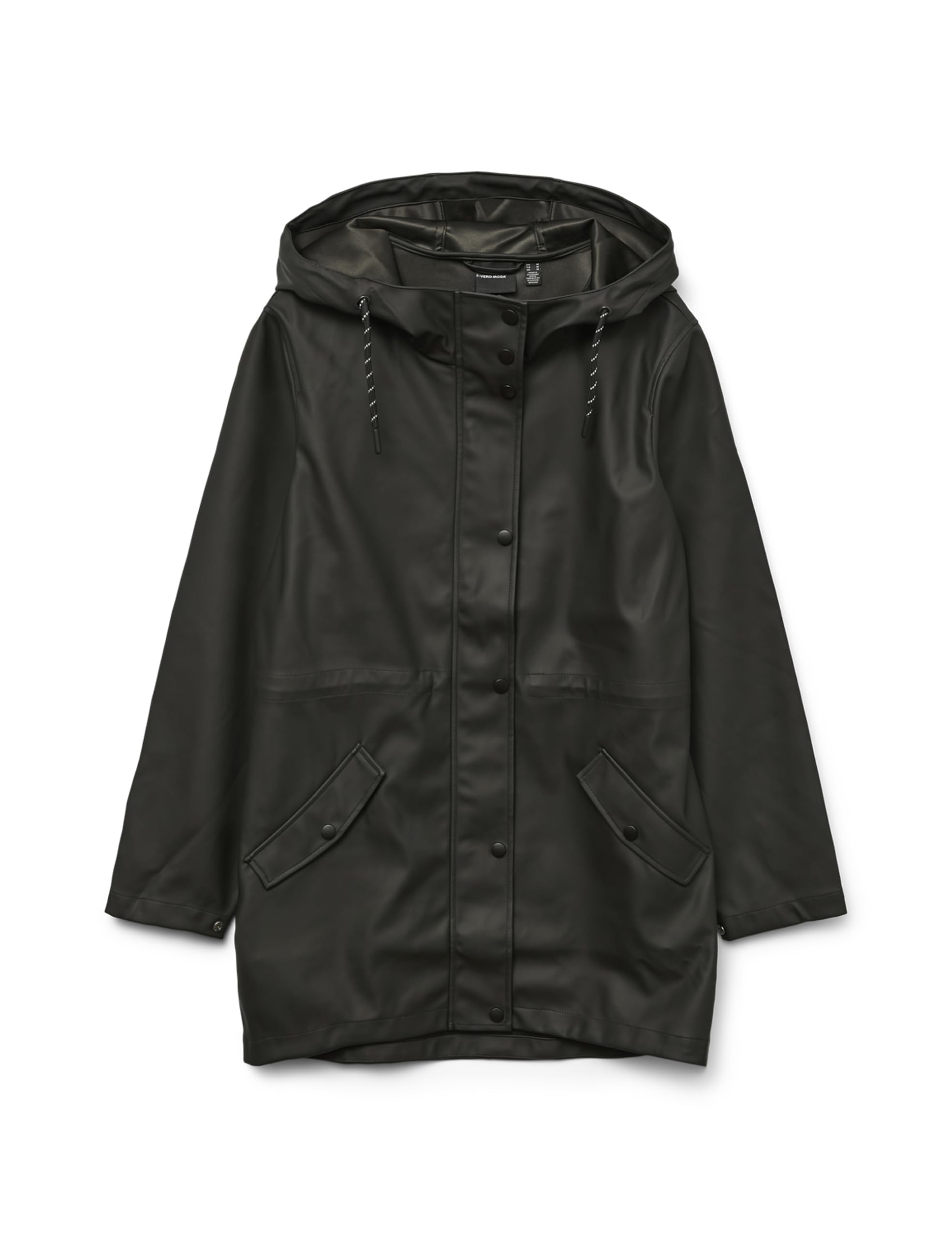 Vero Moda Hooded Waxed Jacket, Mid-Length Women's Black Small