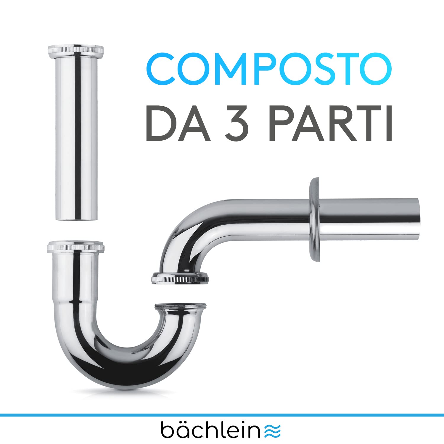 Sifone Per Bidet /lavabo 1&frac14;" - Ottone Cromato, Scarico 32x250mm, Ghiera In Ottone Sifone Per Lavabo
