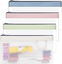 WHC 4 Stück Transparentes Federmäppchen Durchsichtig, Superweiches TPU-Federmäppchen mit Reißverschluss, Transparentes Federmäppchen Kosmetiktasche wasserdichte für Students & Adults Schul-Bürobedarf