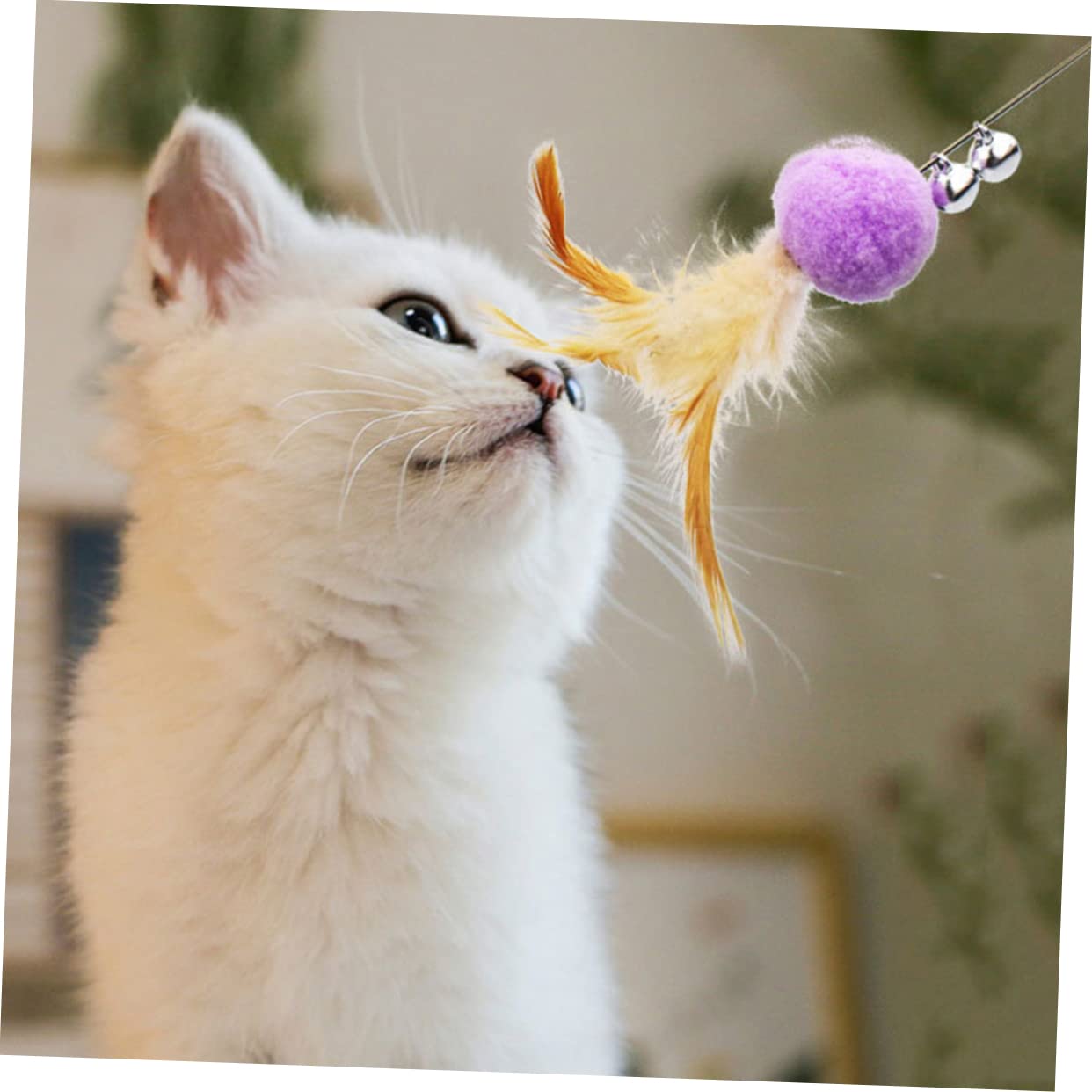 DOITOOL 3juegos Varita Interactiva para Gatos Pelota De Felpa y Campana Estimulante para Mascotas Aleatorios