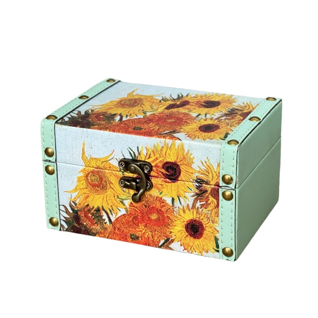 Treasure Box - Caja de almacenamiento decorativa vintage de madera + piel sintética, caja de recuerdos, caja de recuerdo con tapas, regalos para niños, niñas y mujeres, decoración del hogar