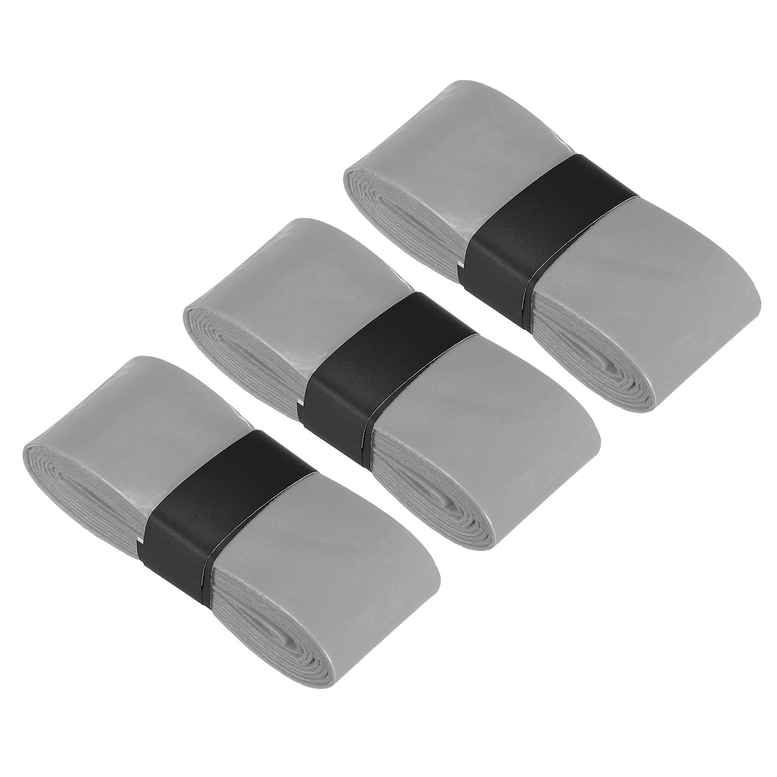 PATIKIL Tennis Racket Grip Tape, 3 Pack PU Racquet Overgrip with Damping Ridges Anti-Slip Absorbent Perforated Handle Grip Flat Adhesive for Badminton Pickleball Fishing Rod, Gray