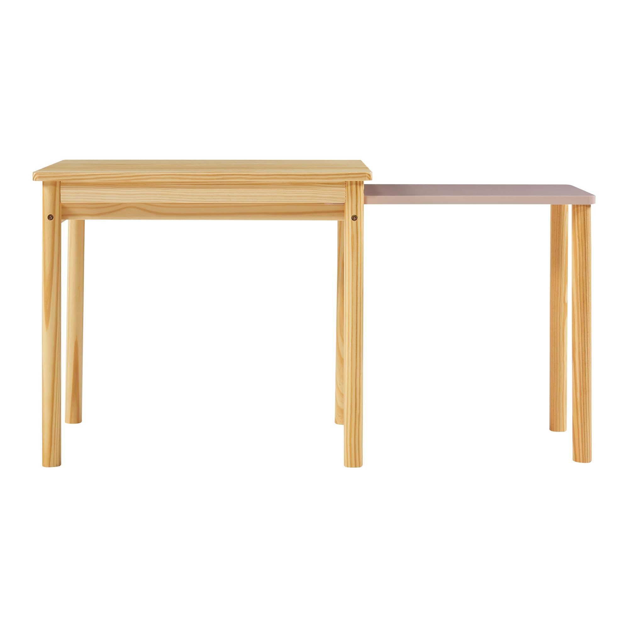 [en.casa] Tavolo per Bambini con Piano Estraibile Scrivania con Piano Aggiuntivo e Gambe di Supporto Tavolo per Cameretta Arredo a Misura di Bimbi - Legno Naturale/Rosa