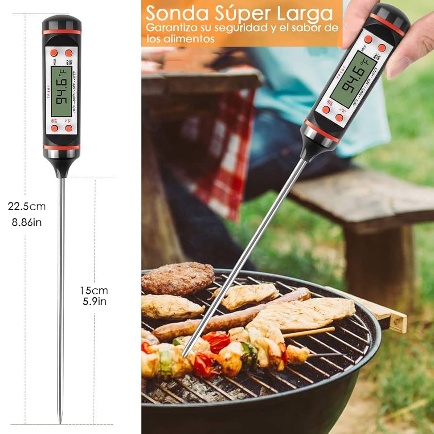 Termómetro Digital de Cocina para Carne, Termómetro de Lectura Instantánea  para Alimentos con Sonda Superlarga para Parrilla Dulces Barbacoa Ahumador  Horno Aceite Leche Yogur Temperatura : Amazon.com.mx: Hogar y Cocina