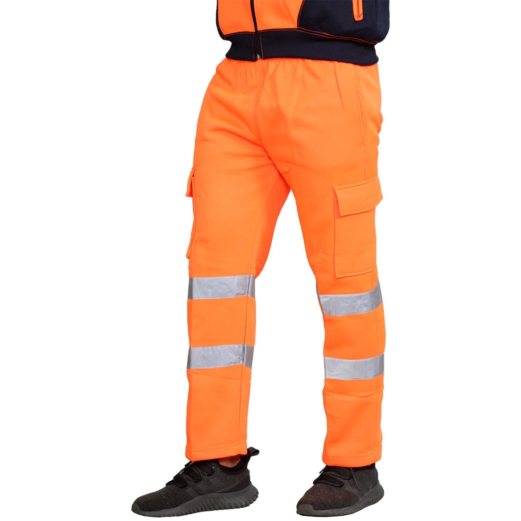 Nowe męskie Hi Vis Visiability Viz polarowe dolne spodnie dresowe bezpieczeństwo spodnie robocze spodnie