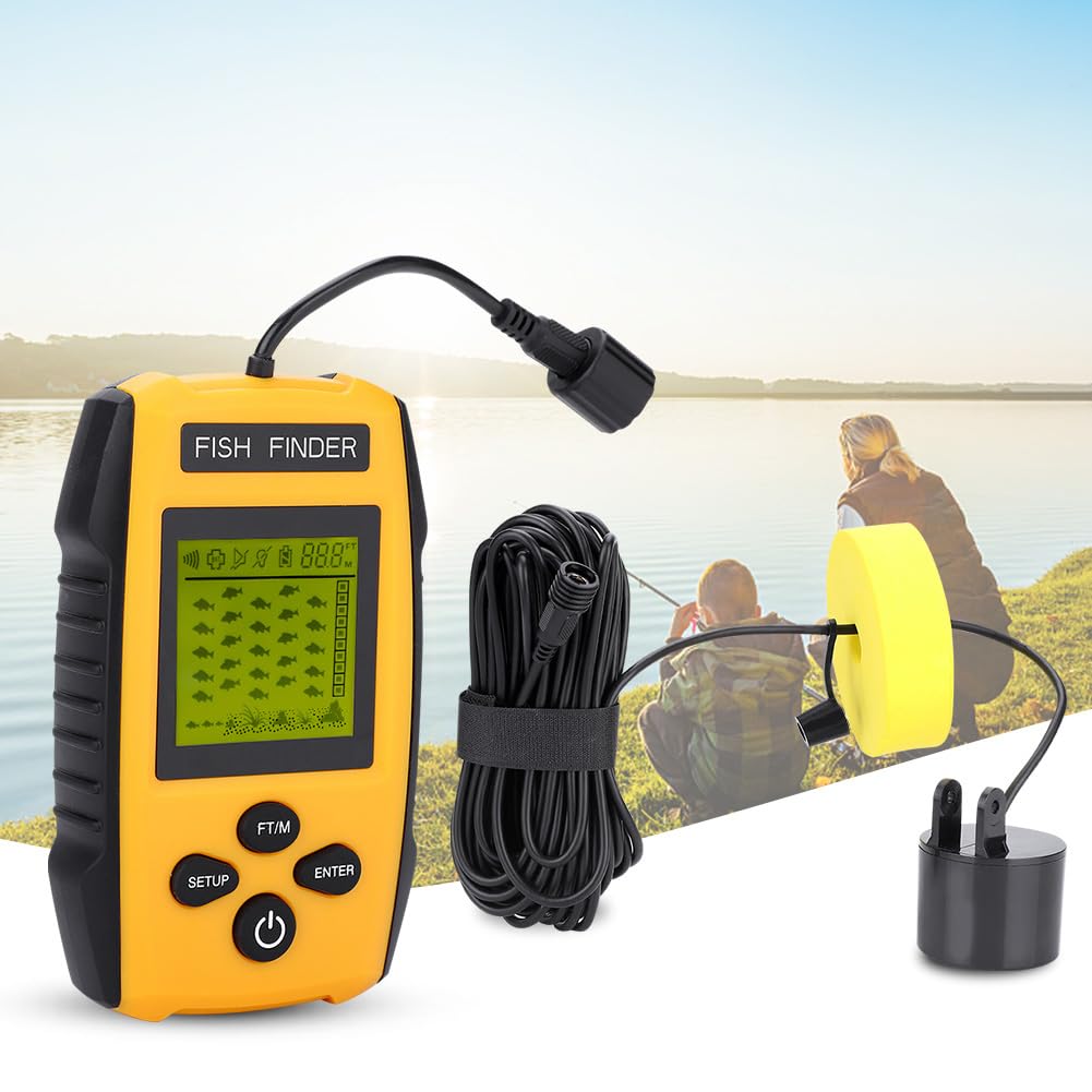 Sonda de pesca portátil con transductor de sensor de sonar y pantalla LCD . Accesorio de pesca .