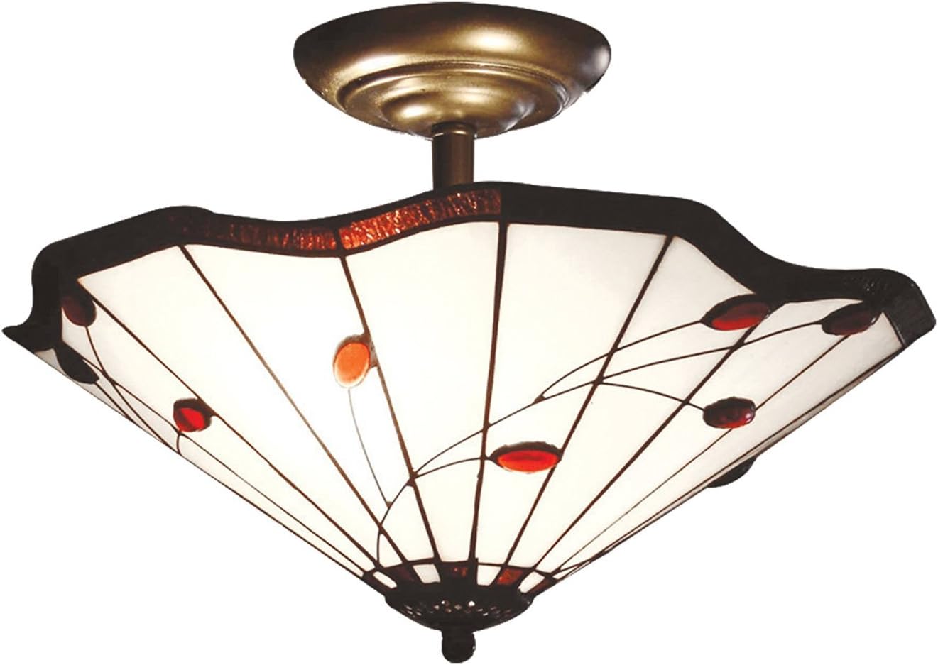 MT20-SF 35CM Semi Flush Ruby Leaf Tiffany Ceiling Uplighter Shade.