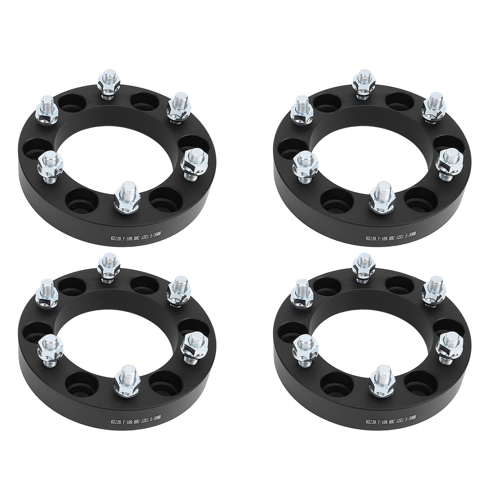 POENVFPO Zestaw Dystansów kół Stop Aluminium 30mm Dystans Koła 6 śrub 6x139,7mm do Pickupa SUV Dystans Piasty Koła dla L200 B2500 (BLACK)