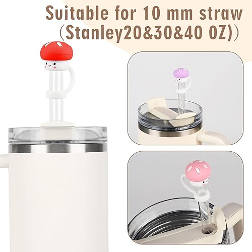 Miniatura 8 de 8 piezas de 0.394 in de silicona para popotes Stanley Cups 20, 30, 40 onzas, tapa de popote para vasos, reutilizable, a prueba de polvo, simple y