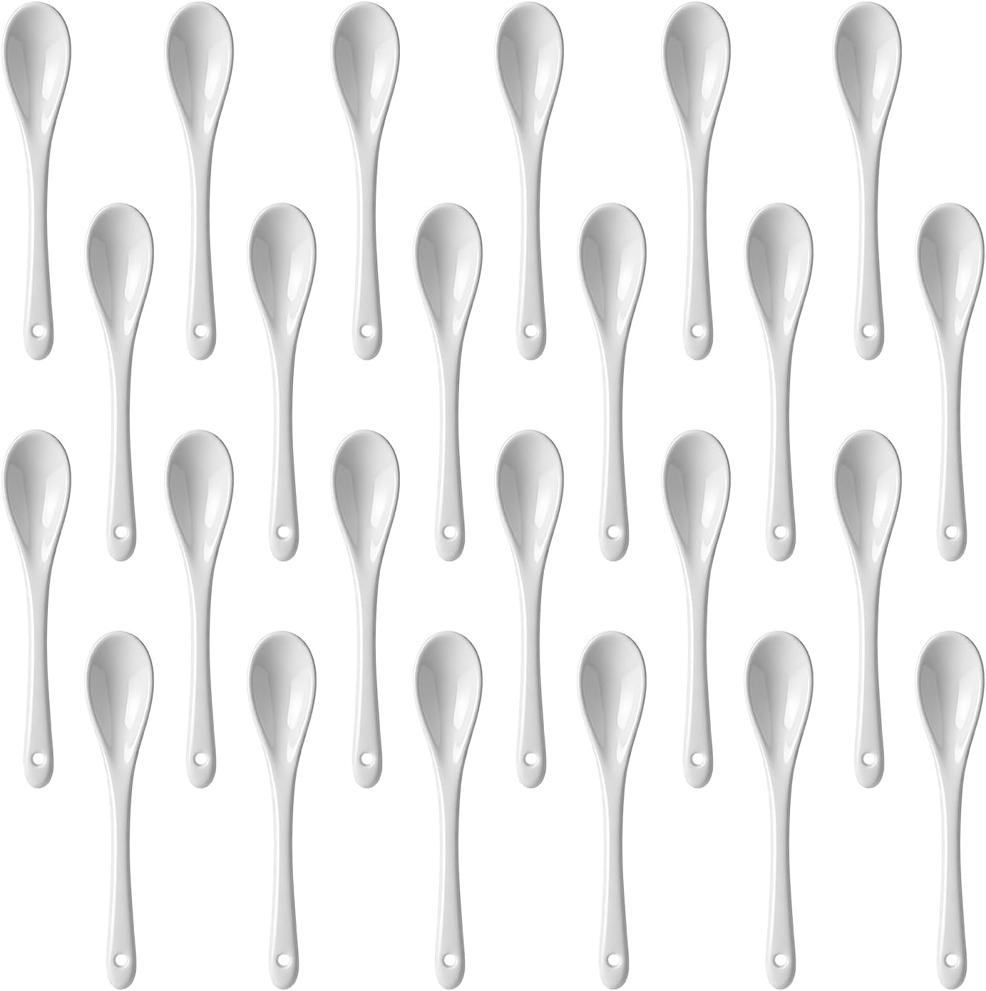 24pcs 13cm/5inch White Ceramic Coffee Spoons,Long Handle Porcelain Egg Spoons,Espresso Stirring Spoon,Teaspoon for Yogurt,Ice-cream,Appetizers,Desserts