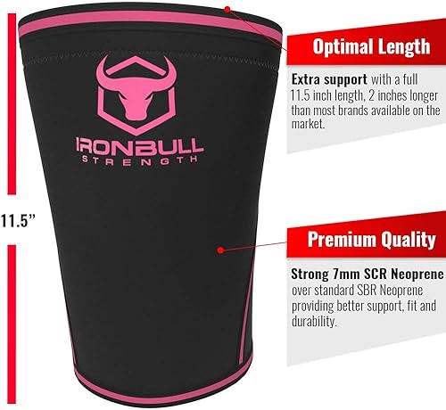 Miniatura 14 de Iron Bull Strength Rodilleras de 7 mm (1 par) - Rodillera de compresión y manga para levantamiento de pesas, powerlifting y entrenamiento cruzado