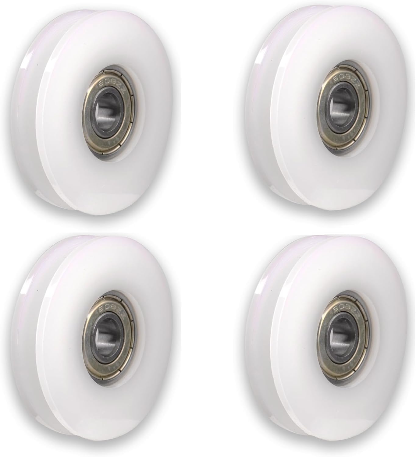 PATIKIL Ruote A Puleggia In Nylon 8x36x4mm Con Cuscinetti 608ZZ – 8 Pezzi, Rulli Trasportatori Per Cassetti, Porte Scorrevoli E Finestre, Bianco