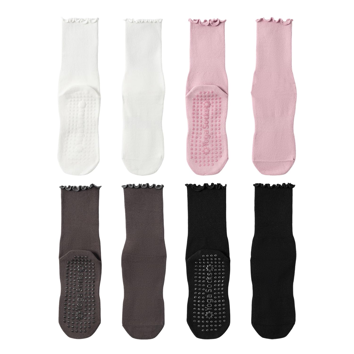 FFDHWU 4 Pairs Of Lace Socks, Women'S Socks, Non-Slip Socks, Sports Cotton Socks, Floor Socks, Soft And Breathable Socks
