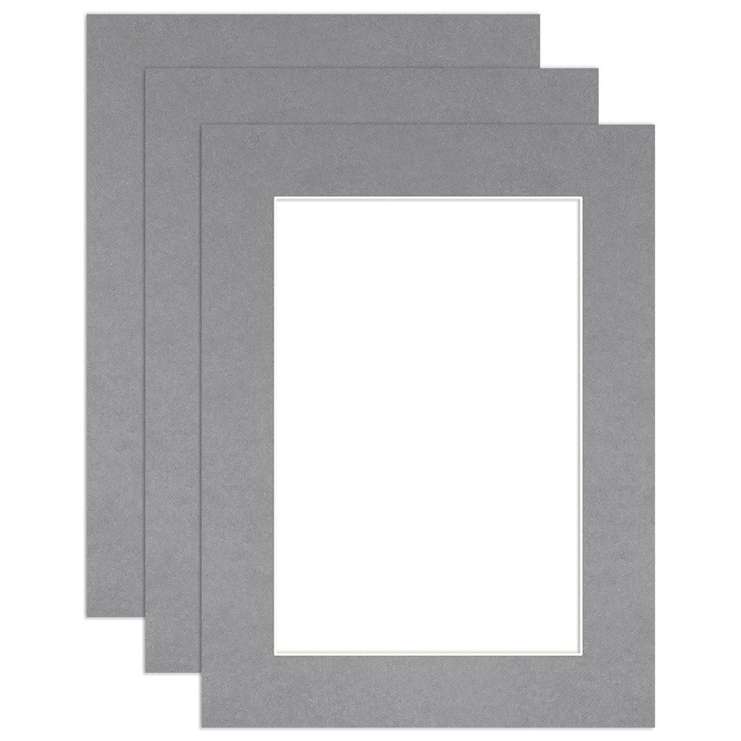 Procut Global 24x18" Mid Grey Picture Mounts to Fit 18x12" Aperture - Precision Cut Cardboard Photo Mount - Ideal for Frames, Prints, Artwork & Certificates - Sizes & Colours Available - 3 Pack