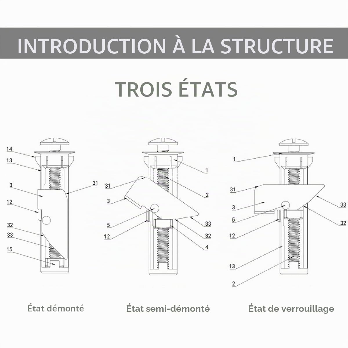 Boulons et vis universels pour siège de toilette, fixation à charnière à dégagement rapide, installation facile, kit de rechange pour siège de toilette (2 pièces) (Screws-JS2)