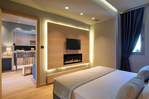 Miniatura 6 de Chimenea eléctrica extra delgada de 45 pulgadas para interiores con envolvente de acero negro