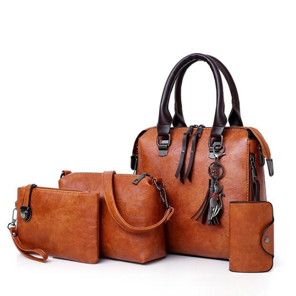 Newphoria P41 Brown 4pcs Set Bag - PU Leather Handbag, Purse, and Card Holder Sling Shoulder bags for Women & girls (B0CLDXQJ7D) Amazon Price History, Amazon Price Tracker