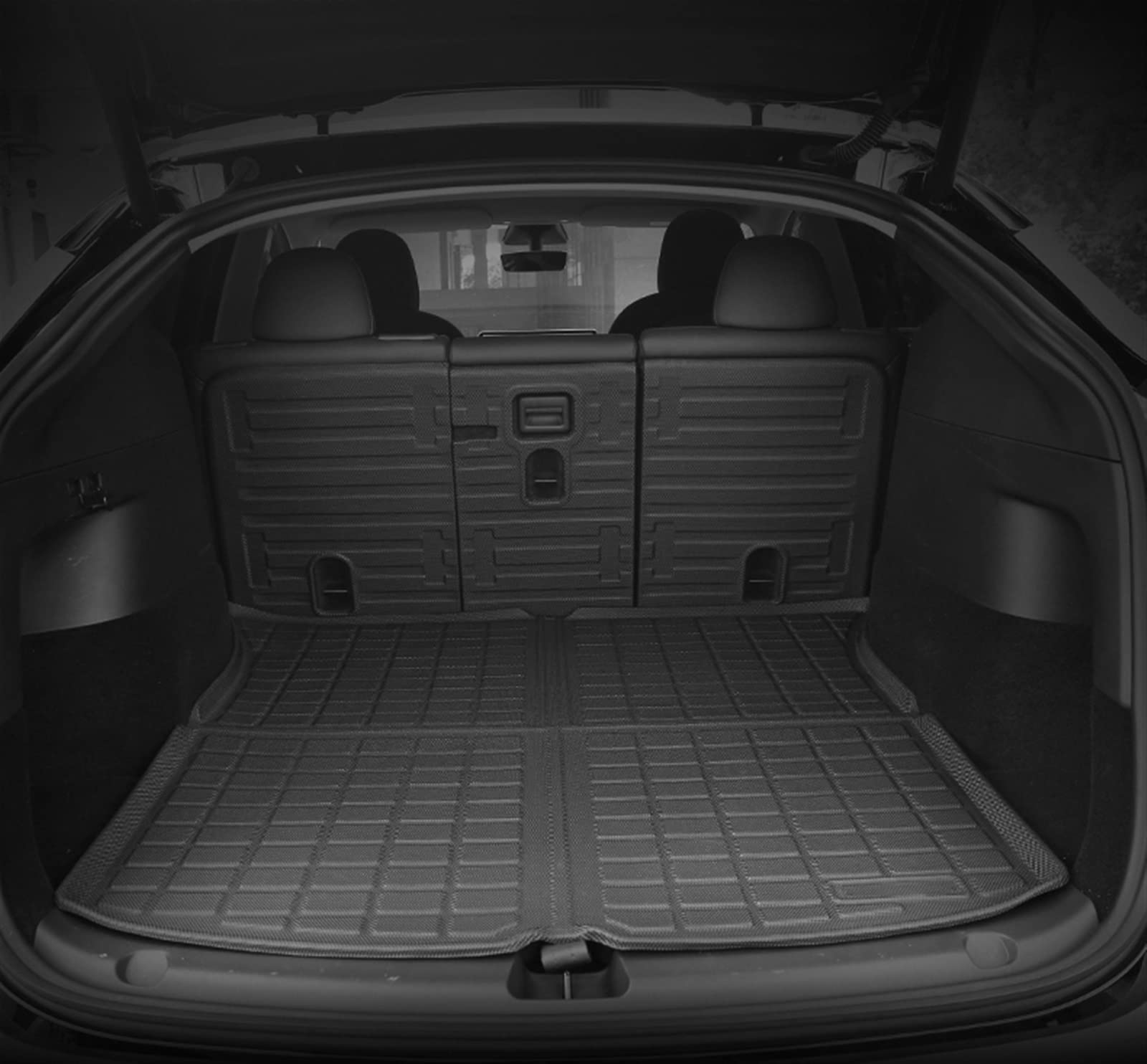 Kofferraummatten Für Tesla Für Modell Y 2021 2022 PE-Matten-Sitzbezug Und Kofferraummatten-Set Kofferraumteppich Cargo Liner(Seats Back Cover)
